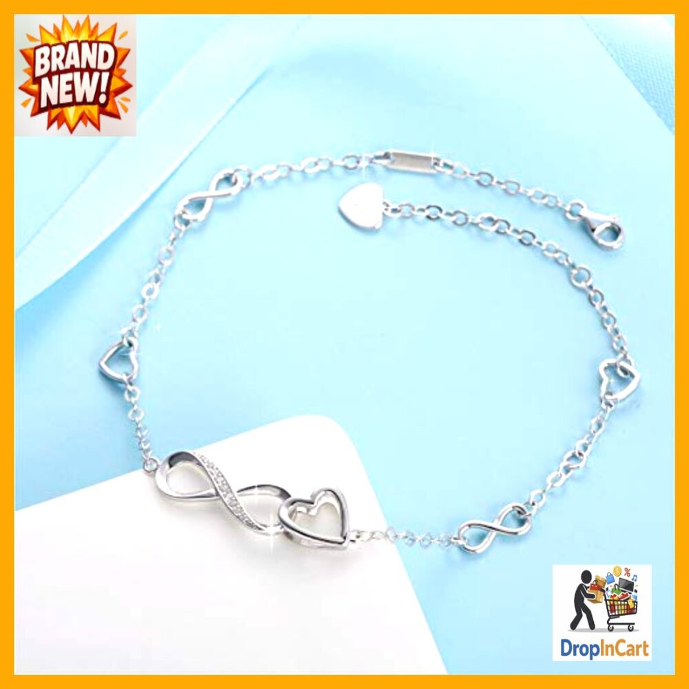 Adjustable Sterling Silver Anklet Infinity Heart … - image 6